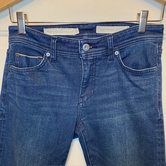 Pilcro and the Letterpress Slim Straight Jeans Stretch Blue Denim Sz 26 - Picture 2 of 16